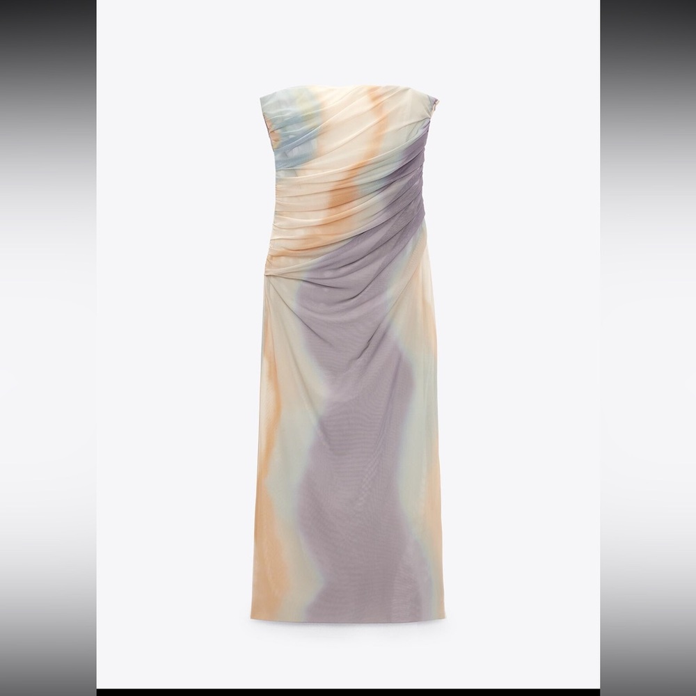 Zara multicolored tulle strapless dress